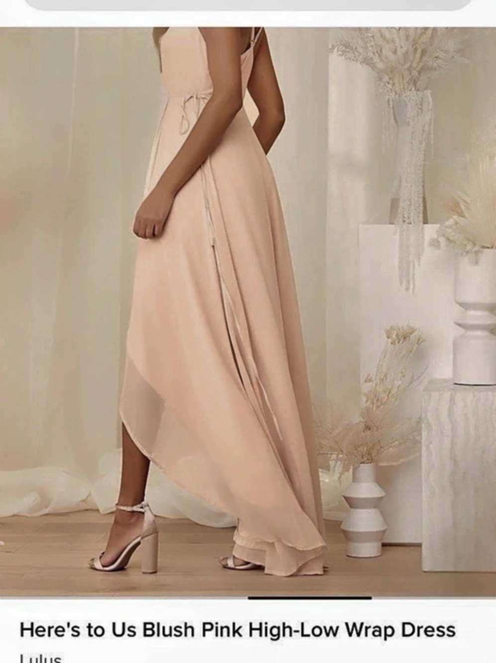 Lulus Here's to Us Blush Pink High-Low Wrap Dress Wrap Dress in Pink